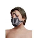 Head harness with mouth cover and breath ball gag