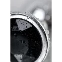 Silver anal plug TOYFA Metal with black round-shaped gem, length 7,5 cm, diameter 1,8-3,4 cm, weight 140 gr