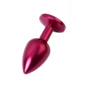 Red anal plug TOYFA Metal with black gem, length 7,2 cm, diameter 2,8 cm