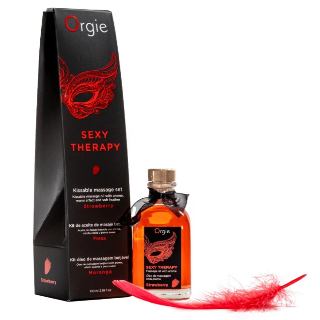 Zestaw do masażu Orgie Sexy Therapy Lips Massage Truskawka 100ml